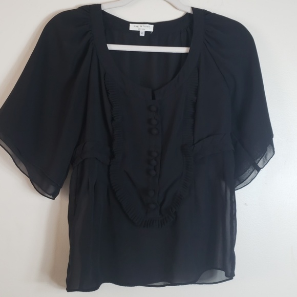 Rag and Bone sheer flutter sleeve button up top - Picture 1 of 5